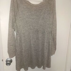 Gray Dolman Sleeve Crew Neck Casual Sweater Dress